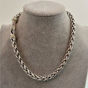 David Yurman 925 & 14k Gold 8mm Wheat Chain Necklace 16"